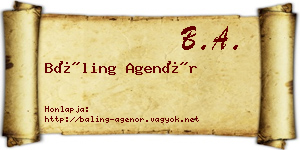 Báling Agenór névjegykártya